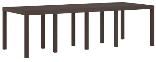 Hoopleep Gartentisch Braun Poly-Rattan 250x100x73 cm, robuster Outdoor Esstisch für Erwachsene, langlebig, ideal für Gartenpartys