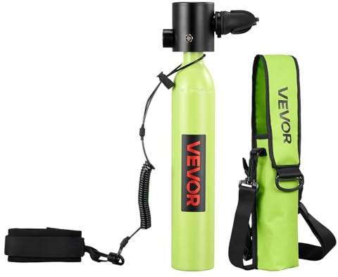 VEVOR Mini Diving Container, 0.5L Portable Diving Container for Underwater Breathing, Reusable Lung Diving Cylinder up to 10 Minutes Diving Time, Emergency Pony Bottle with Bag and Lanyard for
