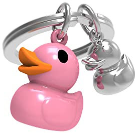METALMORPHOSE - Porte-clés Canard Rose pâle et son bébé argenté - MTM925-04