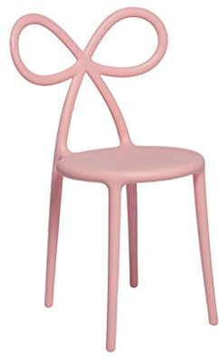 Qeeboo Ribbon Set Sedie, Polipropilene, Rosa, 45.5x49.5x83.5 cm
