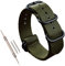 MZBUTIQ 24mm Grün Militär Nylon Uhrenarmband Uhrband für Herren Matte Schwarze Schnalle 5 Ringe