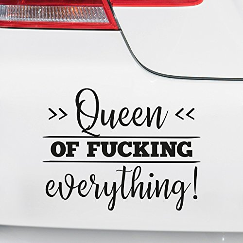 Motoking Autoaufkleber - Lustige Sprüche & Motive für Ihr Auto - Queen of Fucking Everything! - 12 x 9,2 cm - Anthrazit Glänzend