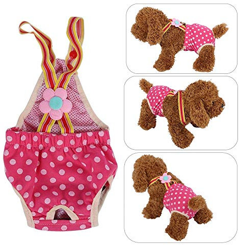 Hundewindeln Weibliche Hund Physiologische Unterwäche 6 Größen Waschbar Schutzhose Hygieneunterhose Sanitär Windel Rose Rot Hund Windeln(XL)