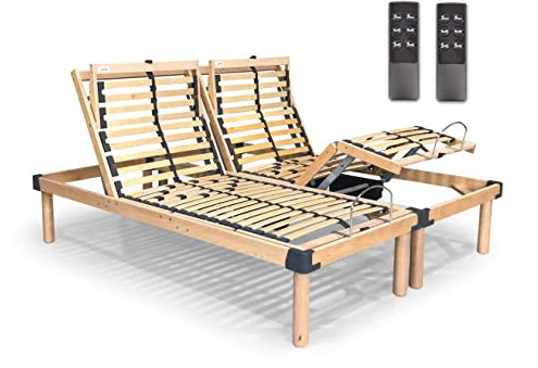 Più Relax Rete Matrimoniale elettrica motorizzata con movimenti indipendenti a doghe ammortizzate motori Tedeschi telecomandi wireless 160x190