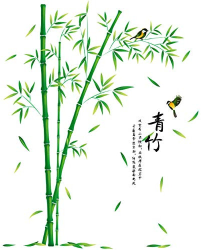 Stickers muraux en bambou vert PVC Matériau DIY Style chinois plante Stickers muraux pour le salon Chambre Décoration 130 * 102 cm