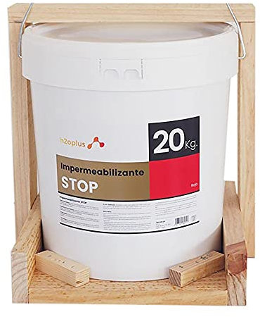 h2oplus · Pintura Plástica Impermeabilizante STOP · Pintura Impermeabilizante Terrazas y Azoteas · Producto NATURAL en base Agua · Bloque todo tipo de Filtraciones · 20 Kg ROJO TEJA
