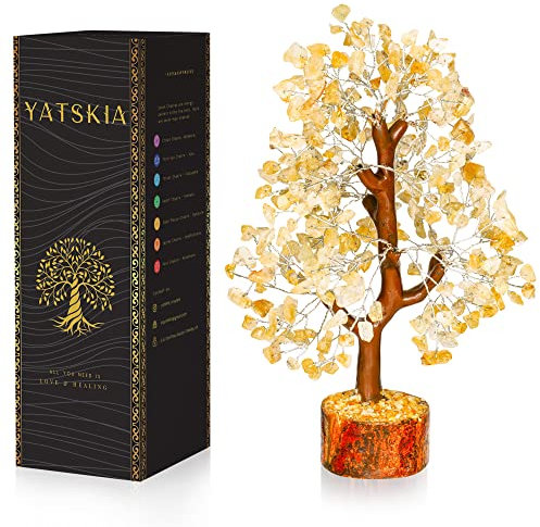 Árbol de piedra de cristal de citrino, bonsái artificial de gemas, árbol para el hogar, árbol de la vida de cristal, accesorio de meditación, para energía positiva, árbol de la abundancia