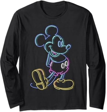 Disney Mickey & Friends Micky Neon Line Porträt Langarmshirt