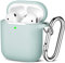Maledan Kompatibel mit AirPods Hülle AirPods Case Apple Airpods 2 & 1, Voller Schutz Silikon Schutzhülle (Front LED Sichtbar) mit karabiner, Türkis