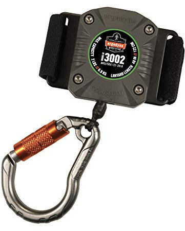 Ergodyne Squids 3002 Retractable Tool Lanyard with Locking Carabiner, Straps to Attach to Belt or Harness