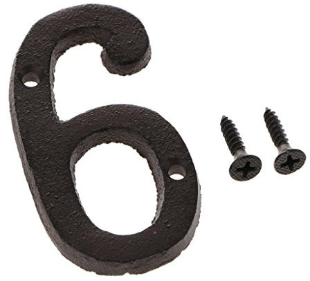 0-9 Black Wrought Iron Craft House Numbers Hotel Home Door Metal Plating Number Digits Sticker Plate Signs Address Plaque - Black, Number 6 Black Number 6