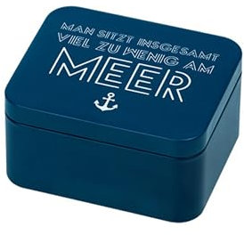 Birkmann, Colour Kitchen Geschenkbox mit Spruch, Blau, 12 x 10 cm, Höhe 6 cm, Weißblech, 438217