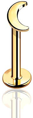 BlackAmazement 316L Edelstahl Labret Ohrstecker Tragus Helix Monroe Piercing Halbmond Crescent Sichel Mond Moon Silber Gold Damen (Farbe Gold- Stablänge 10mm)