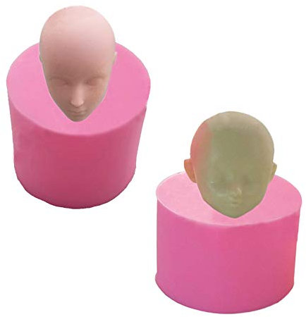 XLZSP 3D-Puppenkopf-Silikonformen, 2 Stück, menschliches Gesicht, Fondant, Kuchenform, handgefertigt, DIY, Schokolade, Gelee, Pudding, Polymerton, Gipsformen