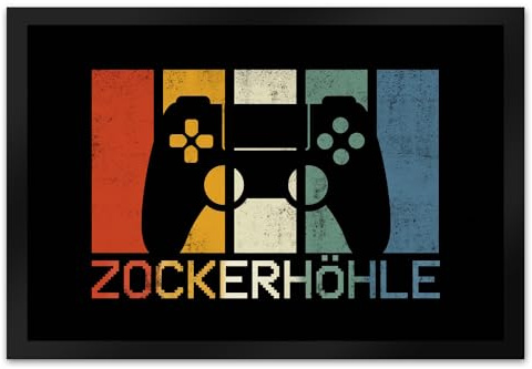 speecheese Zockerhöhle Fußmatte XL in 40x60 cm im coolen Retro Design Mit Controller als Geschenk für echte Zocker und Nerds Videospiele Games