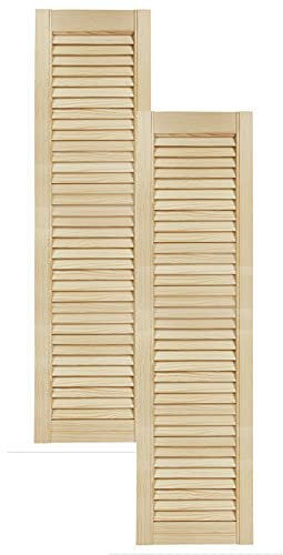 DecoMeister Puerta de Lamas Tipo Persiana de Lumbrera de Celosía de Madera Maciza de Pino Para Armarios Frente de Mueble con Listones Abiertos de Dimensiones 294x1100 mm Juego de Dos Piezas