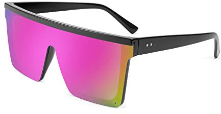 FEISEDY Vintage Flat Top Sonnenbrille Herren Damen Groß Verspiegelt UV400 Schutz Randlose xxl Sonnenbrille Eckig B2470