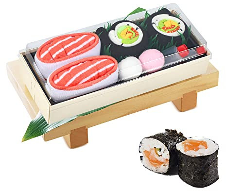 Lustige Socken in Sushi-Form Herren Papa Damen-Geschenke für Männer Lustig Witzige Verrückte Motiv Socken Japanische Geschenkideen Vatertagsgeschenk Ostern Weihnachten Geburtstagsgeschenk - 2 Paar