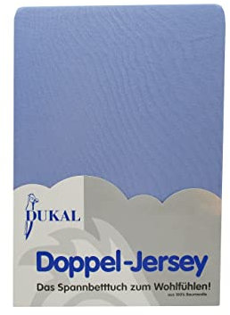 Dukal | Topper Spannbettlaken | max. Höhe 10 cm | 140 x 220 cm | aus hochwertigem DOPPEL-Jersey | 100% Baumwolle | Farbe: blau