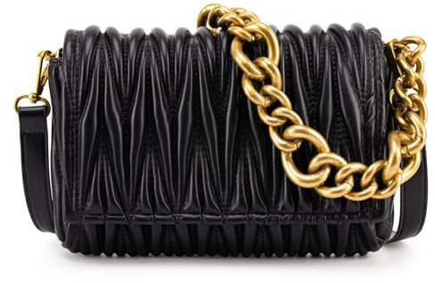 Montana West Kette Umhängetasche für Frauen gesteppte Clutch Geldbörsen und Handtaschen Chunky Chain Purse 060, 060black, Medium