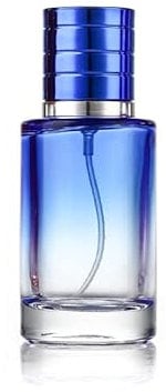 Botella de perfume de vidrio de 30 ml Botella cilíndrica vacía con atomizador de niebla fina (azul)