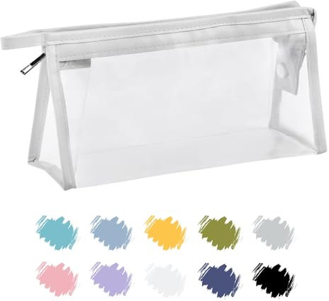 Soul Projekt Weiß Federmäppchen Durchsichtige, Aesthetic Mäppchen PVC Frauen, Kosmetiktasche, Pencil Case, Federmappe für Kinder, Damen, Pinseltasche Schule Uni, Toilettenartikel Kosmetiktaschen
