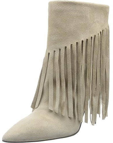 Pinko Olympe Tronchetto Suede, Stivali Western Donna, Z10_Bianco Giglio, 41 EU
