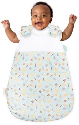 kolibri Baby-Schlafsack I Kliniklieferant Nr.1 I Atmungsaktiv I Für 0 bis 12 Monate | Ganzjahr Babyschlafsack I OEKO-TEX 100 zertifiziert | Ärmellos Schlafsack | 2.5 TOG | Safari | 62/68 |