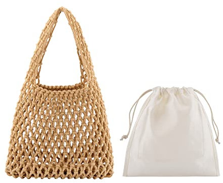 CHIC DIARY Mini Strohtasche Damen Henkeltasche Handtasche Stroh Clutch Kleine Strandtasche Flechttasche