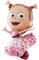 Grabo Geburtstagsballon Masha und der Bär. Luftballons für Kinderpartys Design Mascha mit gepunktetem Kleid, Folie mit Strohhalm zum Aufblasen. Bunte Luftballons Made in Italy, 61 x 80 cm