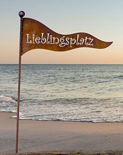 Gartenstecker Fahne Lieblingsplatz H:110 cm im Rost Design - Rostfigur Flagge, Gartendeko Rost, Metalldeko