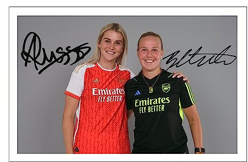RJR PRINTS Alessia Russo & Beth Mead - Arsenal Ladies Signed 6X4 Inch Photo With Print Pre Printed Signature Football/Soccer Autograph Gift