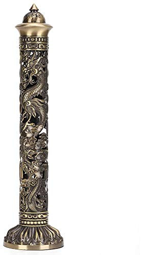 Drachen-Phoenix-Relief-Räuchergefäß, Bronzefarben, Teezimmer-Dekoration, Räuchergefäß mit Griffzange für Yoga und Spa-Aromatherapie