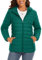 TAVCASEN Women's Lightweight Full Zip Jackets Casual Padded Jacket Water-Resistant Hooded Puffer Jacket,Emerald Green,XXL