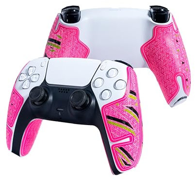 Controller-Griffe für PS5 DualSense, kompatibel mit Playstation Portal, Skin-Kit, Anti-Rutsch, Multi-Textur, Schweißabsorption, vorgefertigte Griffstreifen, von SHADOW BOOLT (Pink, Grün & Silber)