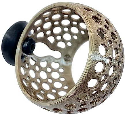 byMazy Cave Lounge, Hideout Fish Tank Ornament with Suction Cup for Betta, Fish and Shrimp to Swim-Through, Hide, Rest - Aquarium Decoration with Plant Holder (Bronze, Small)