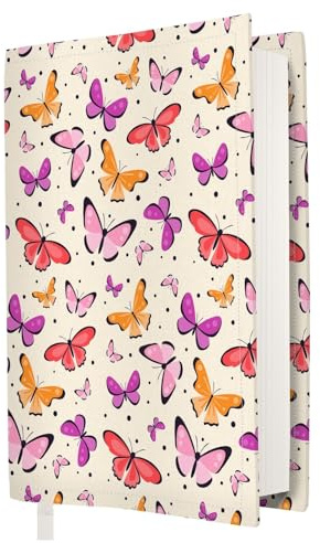 MOSSO - Copertina per libro, tessuto lavabile, impermeabile, custodia per libri per adulti, regalo per gli amanti dei libri (Papillon-XL)