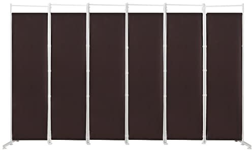 GOPLUS Paravent 6 Panneaux Séparateur de Pièces Cloison de Séparation pour Chambre à Coucher Maison Intérieur, Combinaison Libre, 300 x 180CM, Café