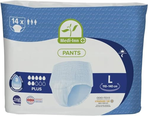 Medi-Inn Inkontinenz-Pants PLUS, diskreter Schutz & hohe Saugstärke, mit elastischem Bund, 1 x 14 Stück (Größe L)