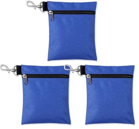 NQEUEPN 3pcs Golf Tee Bags, 6.69x5.51in Portable Golf Ball Pouch Zipper Golf Accessory Handbag Pocket with Metal Lobster Claw Clip Golf Ball Storage Holder Case for Valuables & Golf Accessories