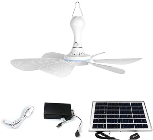 Ventilatore Solare con Pannello Solare 6w/10w Ventilatore da Soffitto USB con 6 Pale Del Ventilatore in ABS Inserite Ventilatore da Campeggio Esterno con Cavo di Commutazione Utilizzo for 8 Ore Montag