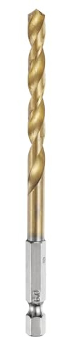 sourcing map 1/4 Hex Shank Twist Drill Bits 6mm Titanium Coated High Speed Steel Quick Change Hex Drilling Bit Jobber Drill Bits for Wood Plastic Metal, Gold