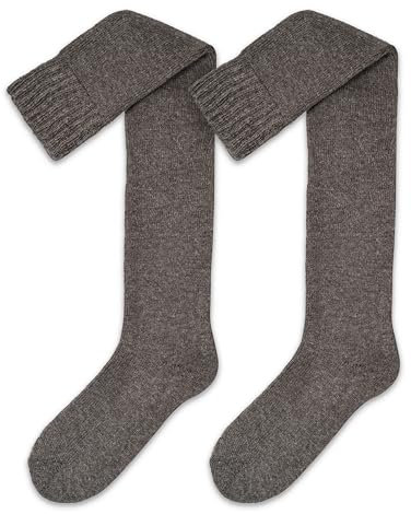 NORDIC Socks 1 Pair, Premium 70% Merino Wool, Thermal Over The Knee Socks for Men & Women, Winter socks, Warm socks (6-9, Brown)