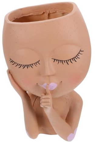 Yardwe Grand Pot à Plantes Résine avec Visage pour Et Fleurs Pot Unique pour Décoration Intérieure Et Extérieure Élégant Et