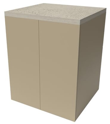 Mobile lavanderia multiuso con ante 79x91 cm tortora ed effetto pietra, ante con apertura push-pull e ripiano interno, WANDA