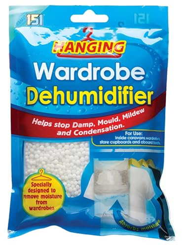 151 Hanging Wardrobe Dehumidifier Bags Cupboard Remove Moisture Trap Damp Mould Mildew Moisture Condensation 450ml