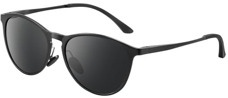Sonnenbrille-Damen-Al-Mg Metall-Rahme-Polarisiert-Ultraleicht-Rund-Herren-Unisex-UV400-Retro-Klassisch-Trendy-Sonnenbrillen-Vintage Geeignet FüR Camping-fotografie-Outdoor-Geschenke für frauen-Grau