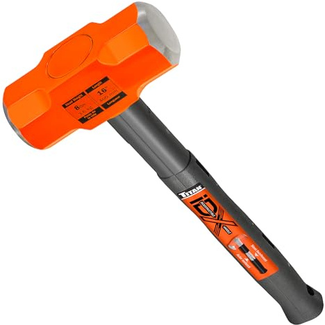 Titan iDX 63618 Vorschlaghammer mit 40,6 cm unzerstörbarem Griff, verstärkt mit Stahlverriegelungsplatten und Stahlstangen, vulkanisierter Gummigriff, Oevrstrike-Schutz