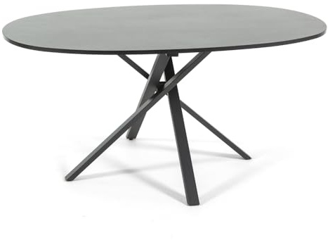 SIEDITI FUORI E DENTRO Ovaler Tisch 150 x 100 cm mit gekreuzten Beinen und Laminat-Top in Granitoptik, Esstisch für 4 Personen, X-Beine – Carlo