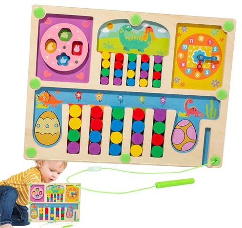 Magnetisches Labyrinthspielzeug, Magnetisches Labyrinth -Puzzlespiel - Holzschlitten -Puzzle mit Uhr - Brain Teasers Logic Brettspiel für Kindergärtnerräume